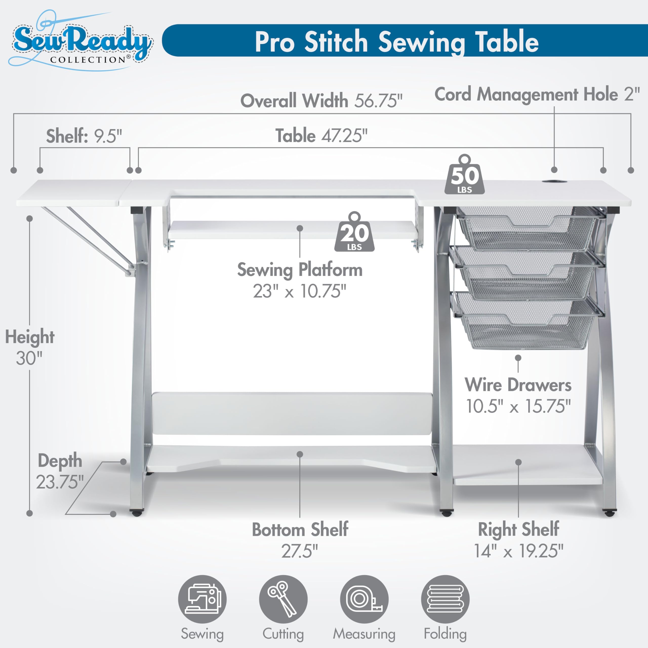 Amazon | Sew Ready Pro Stitchミシンテーブル - 幅57インチ x 奥行き
